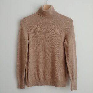 Banana Republic merino wool cashmere blend turtleneck sweater top light brown